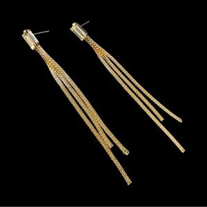 ✨Elegant Gold Tassel Rhinestone Earrings